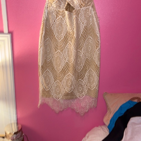 Love Culture Ivory and Tan Lace Dress - Picture 9 of 9